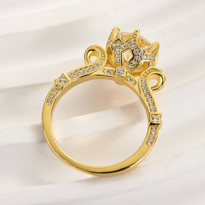 2Ct Vintage Round Moissanite Ring - Timeless Gold Bridal