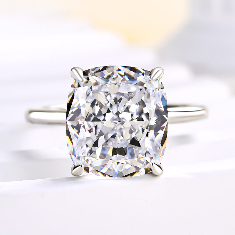 6.0ct Cushion Cut Simulated Diamond Ring - 925 Silver