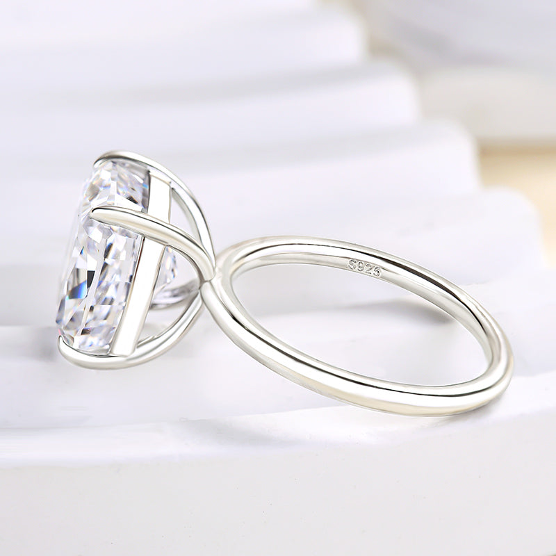 6.0ct Cushion Cut Simulated Diamond Ring - 925 Silver