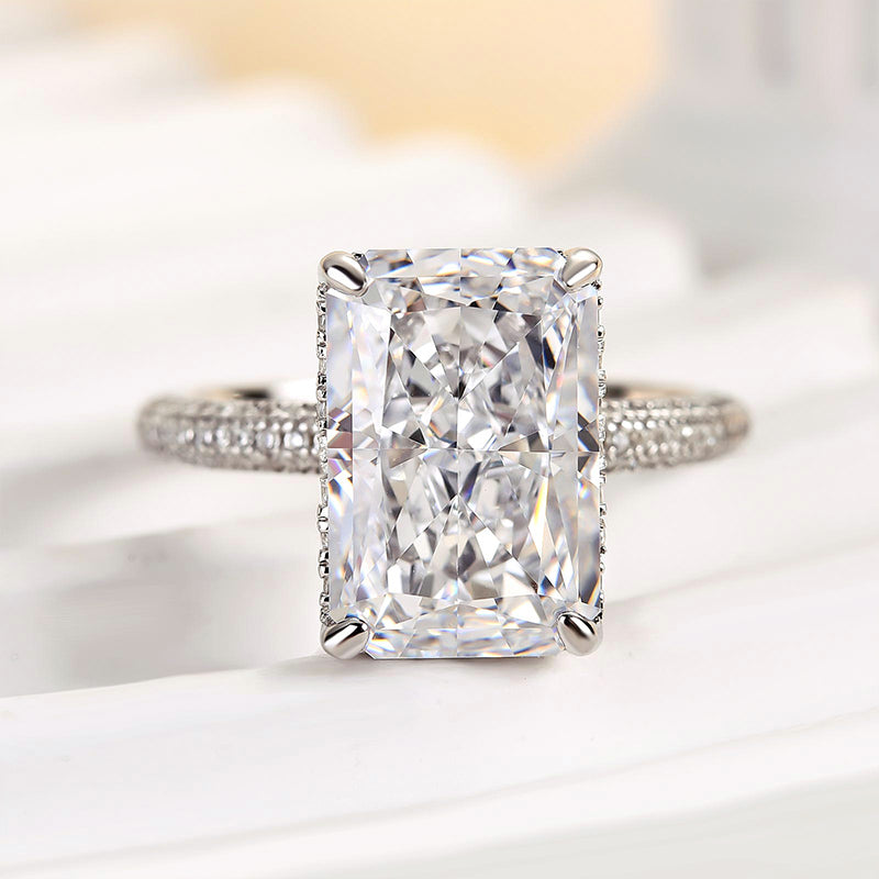 5.0 Carat Elongated Radiant Cut Diamond Ring