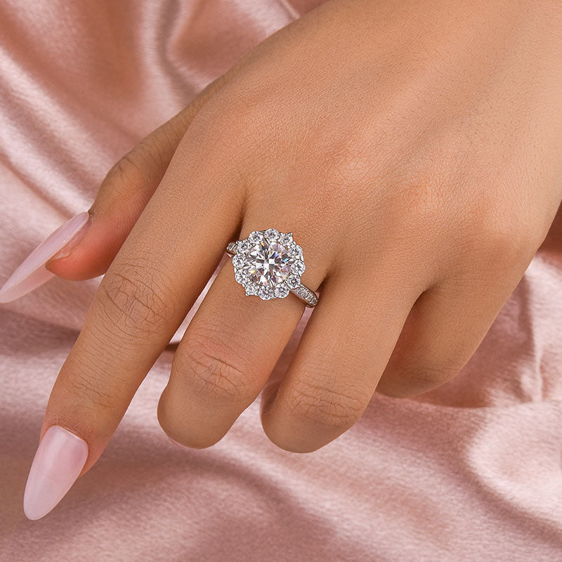 2.0ct Round Moissanite Solitaire Ring in White Gold