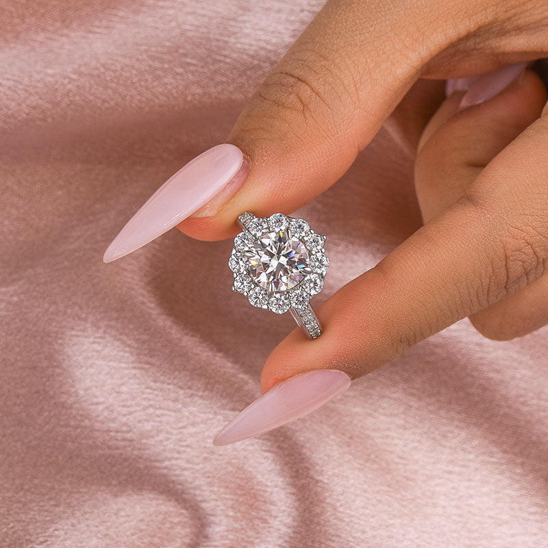 2.0ct Round Moissanite Solitaire Ring in White Gold