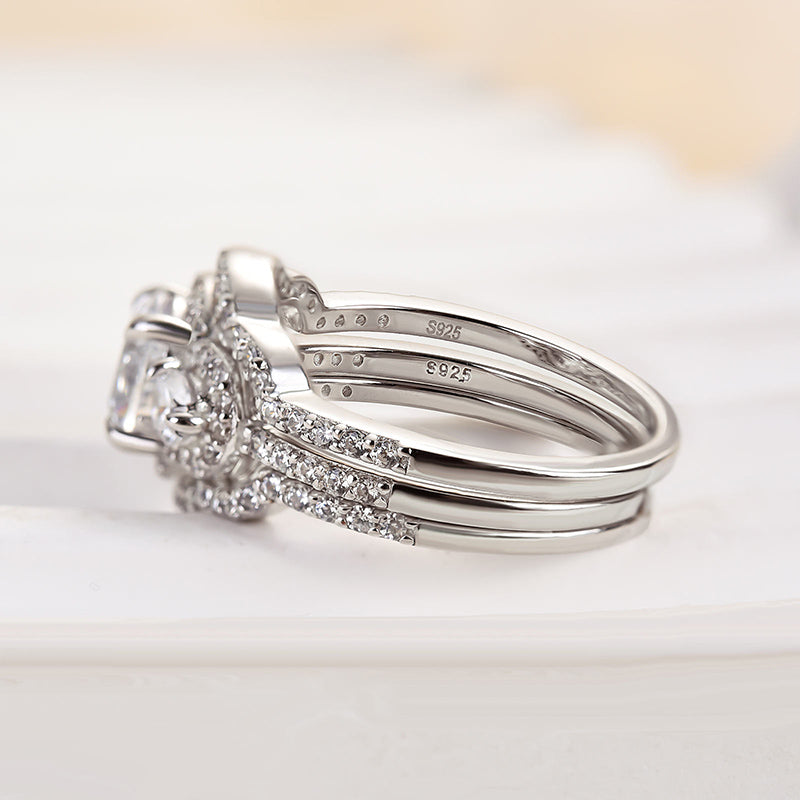 1.0ct Round Cut 3PC Diamond Ring Set - White Gold