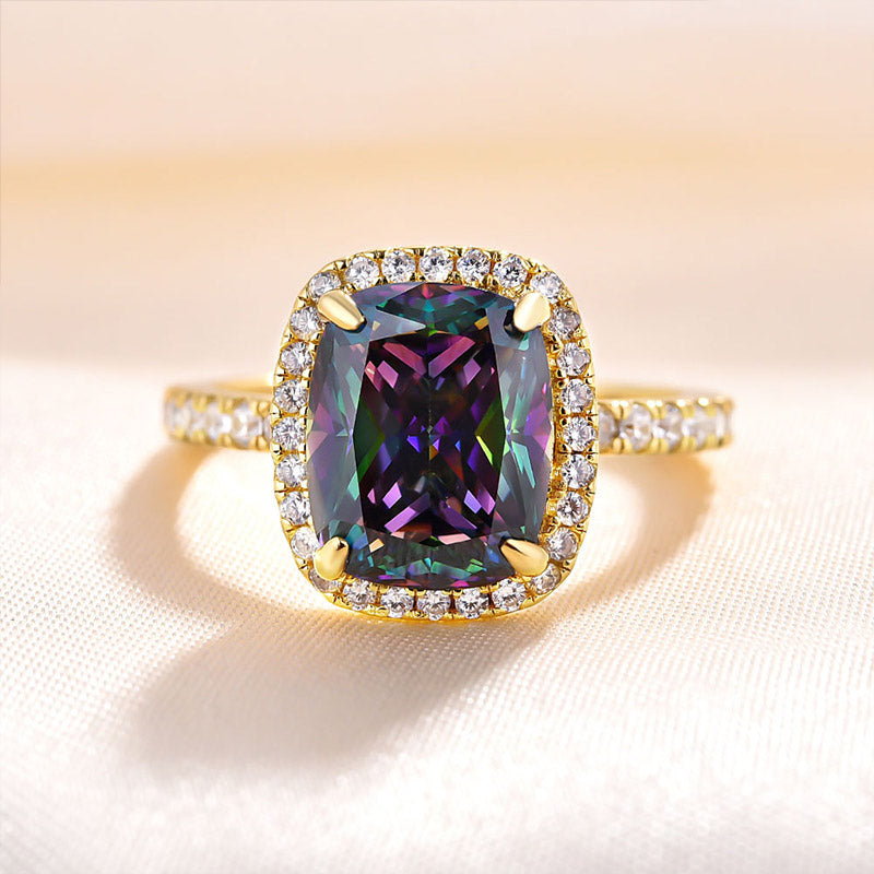 4.0Ct Cushion Cut Alexandrite Halo Ring
