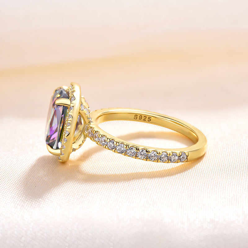 4.0Ct Cushion Cut Alexandrite Halo Ring