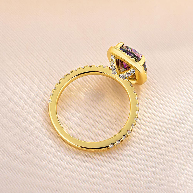 4.0Ct Cushion Cut Alexandrite Halo Ring