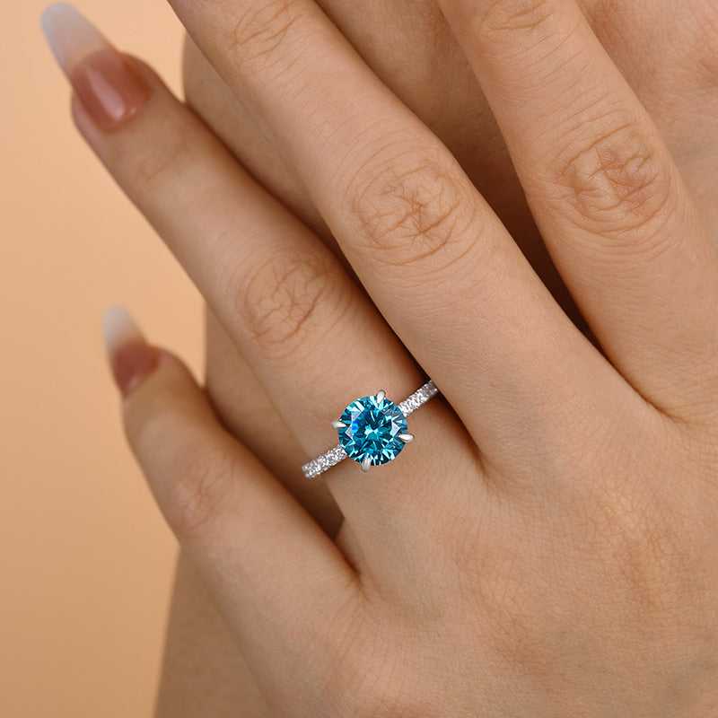 2Ct Light Aquamarine Blue Diamond Ring 925 Silver