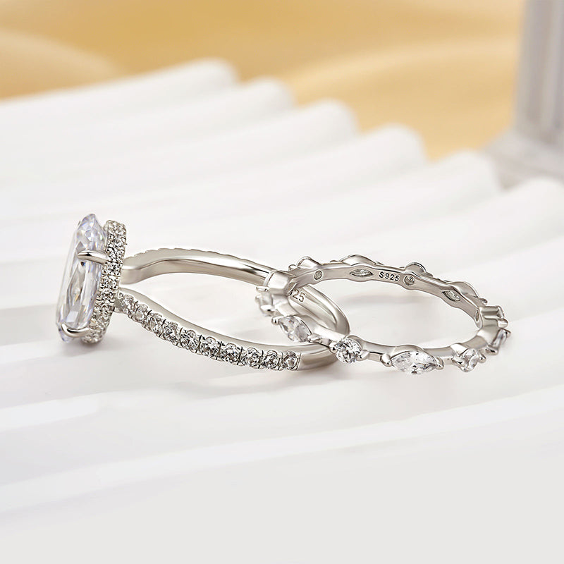 2.5ct Oval Cut Diamond Wedding Set - Rose/White Gold Options