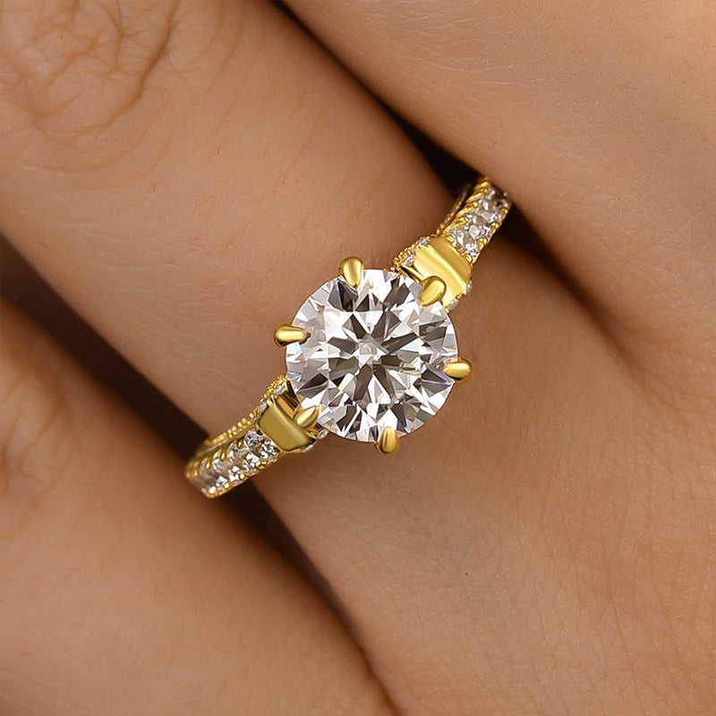 2 Carat Round-Cut Moissanite Engagement Ring in Sterling Silver