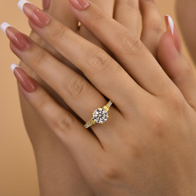 2 Carat Round-Cut Moissanite Engagement Ring in Sterling Silver