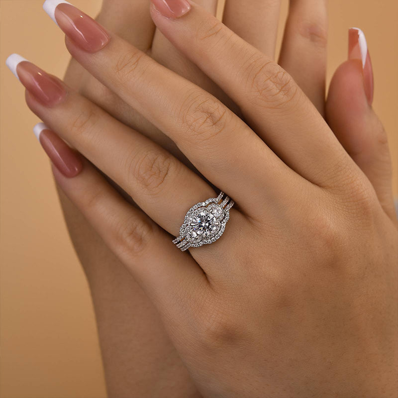 1.0ct Round Cut 3PC Diamond Ring Set - White Gold