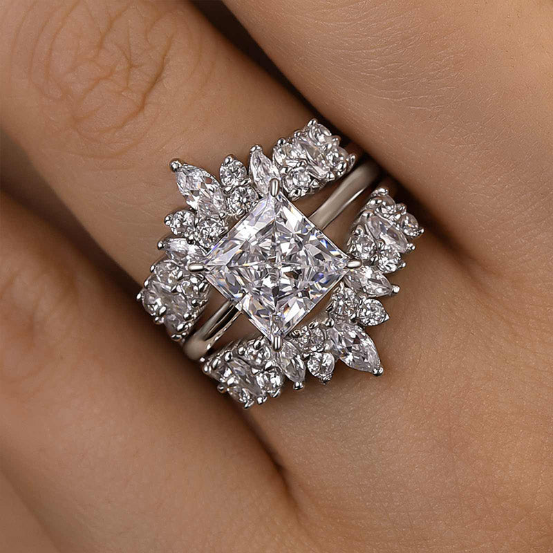 Vintage Princess Cut Ring Set for Women