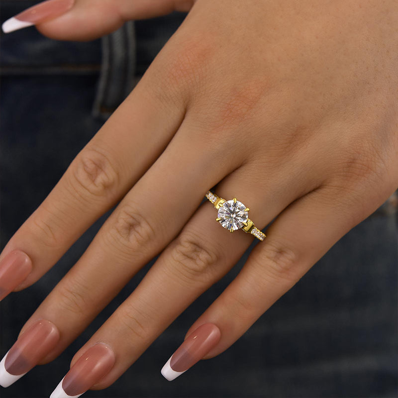 2 Carat Round-Cut Moissanite Engagement Ring in Sterling Silver