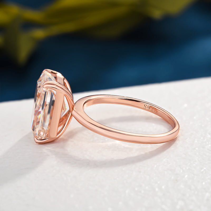 4.5 Carat Radiant Champagne Diamond Ring - Rose Gold Plated