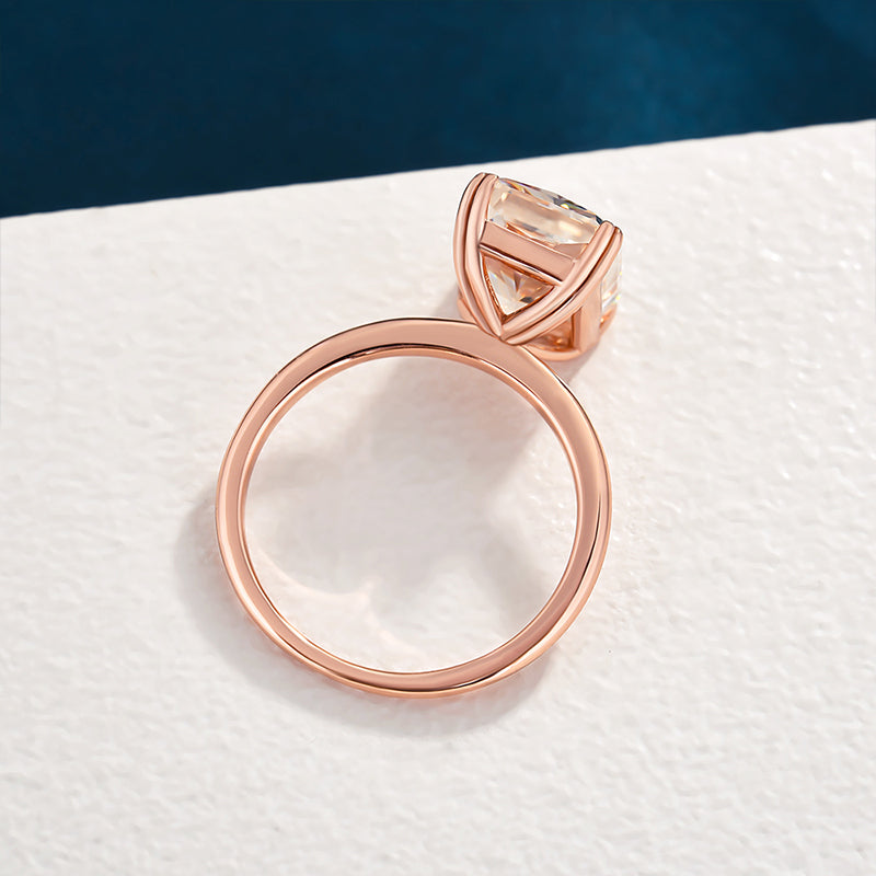 4.5 Carat Radiant Champagne Diamond Ring - Rose Gold Plated