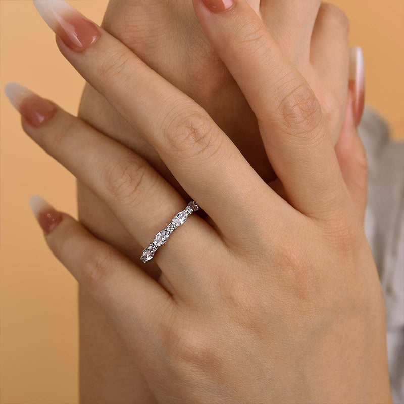 925 Silver Two-Tone 2.5ct Oval Diamond Wedding Band