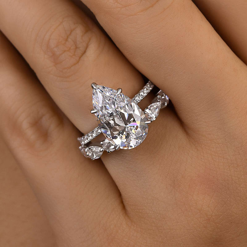 5Ct Pear Diamond Ring with 3Ct Pear Accents
