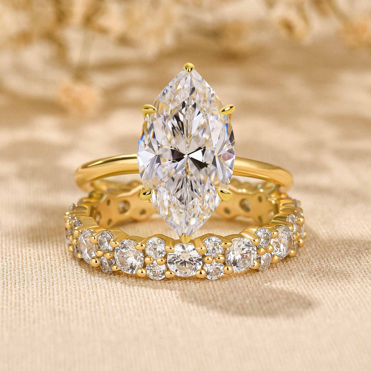 4ct Marquise Sona Diamond Ring | Gold Plated | Aurogem