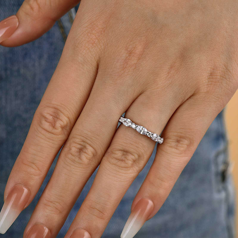 925 Silver Two-Tone 2.5ct Oval Diamond Wedding Band