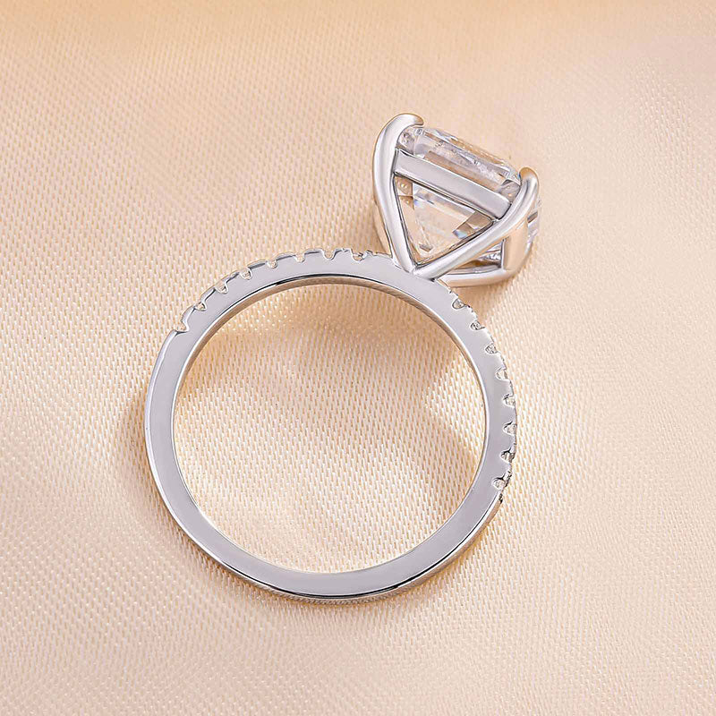 5Ct Asscher Cut Diamond Ring 925 Silver White Gold