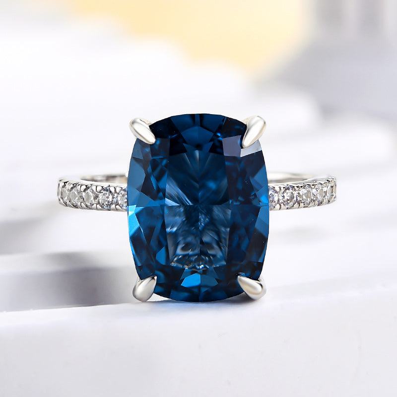 5.0 Carat Montana Blue Sapphire Cushion-Cut Engagement Ring