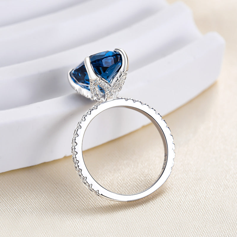 5.0 Carat Montana Blue Sapphire Cushion-Cut Engagement Ring