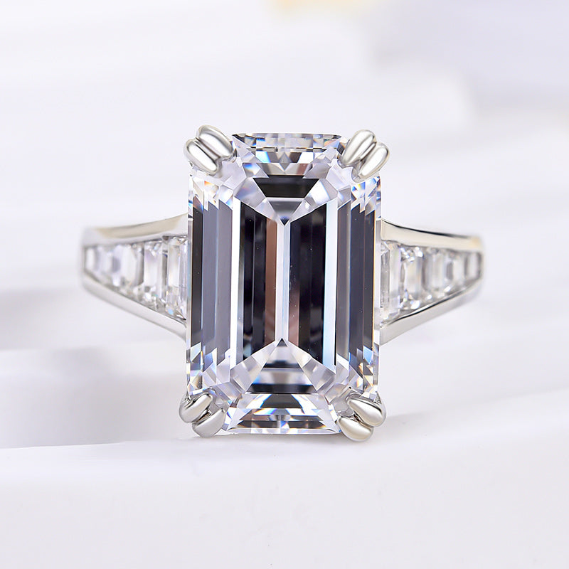 7.0Ct Emerald Cut Three-Stone Diamond Ring