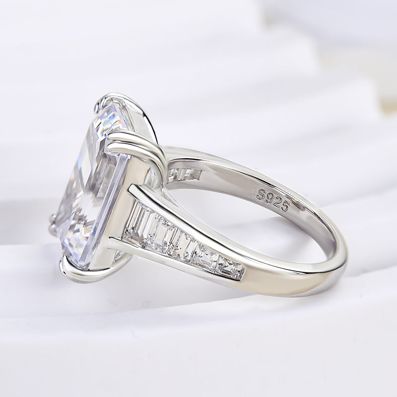 7.0Ct Emerald Cut Three-Stone Diamond Ring