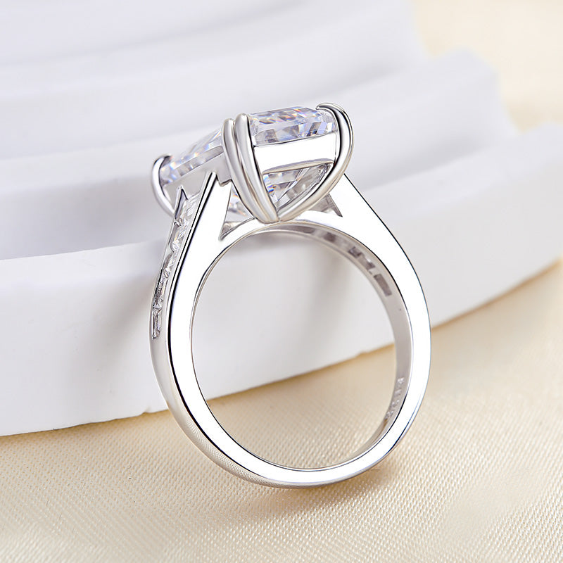 7.0Ct Emerald Cut Three-Stone Diamond Ring