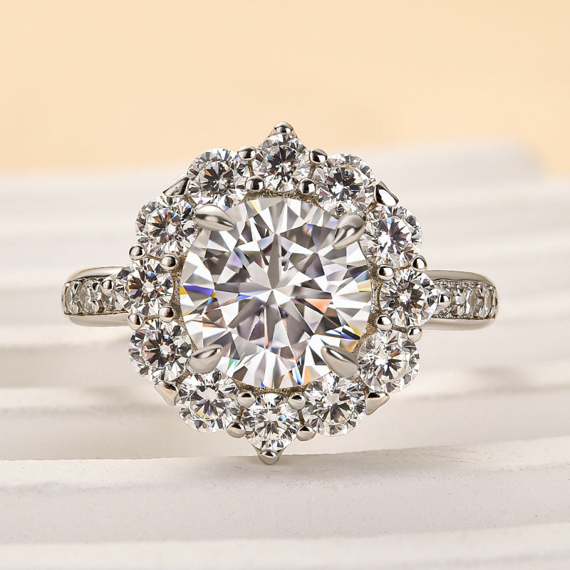 2.0ct Round Moissanite Solitaire Ring in White Gold