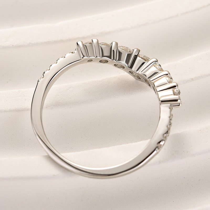 0.5ct Moissanite Curved Wedding Band in Sterling Silver & White Gold