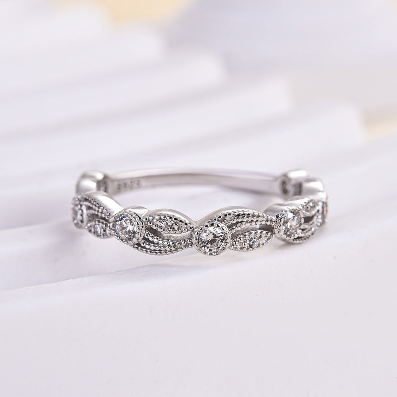 0.5Ct Round White Diamond Band 925 Silver White Gold