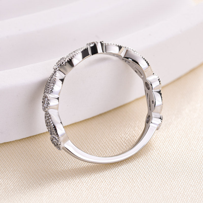 0.5Ct Round White Diamond Band 925 Silver White Gold