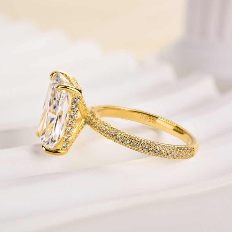 5.0 Carat Elongated Radiant Cut Diamond Ring
