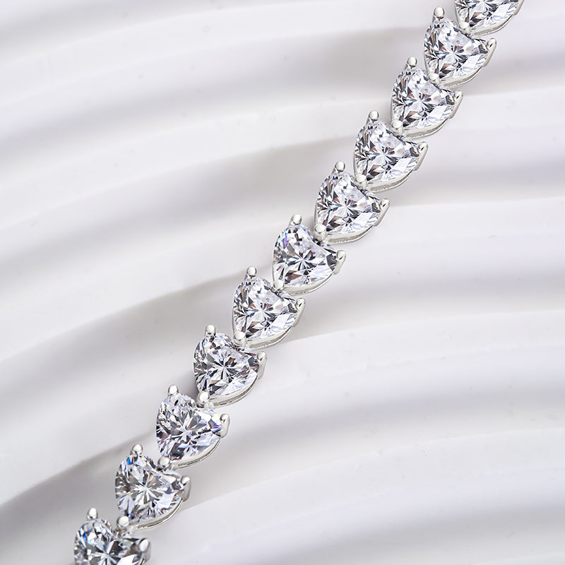 Romantic Heart-Cut Simulated Diamond Bracelet in White Gold