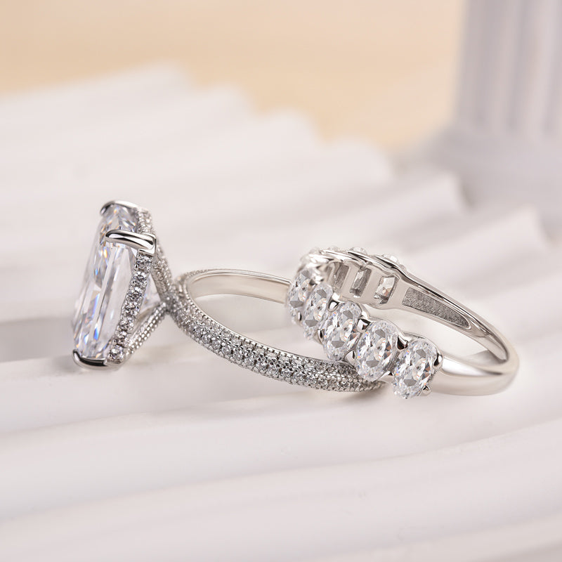 Elegant Radiant Cut Wedding Ring Set in Sterling Silver