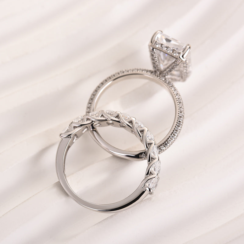 Elegant Radiant Cut Wedding Ring Set in Sterling Silver