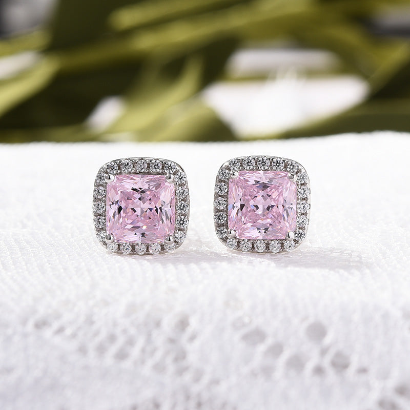 Romantic 925 Sterling Silver Jewelry Set with Pink Sapphire & Simulated Diamonds