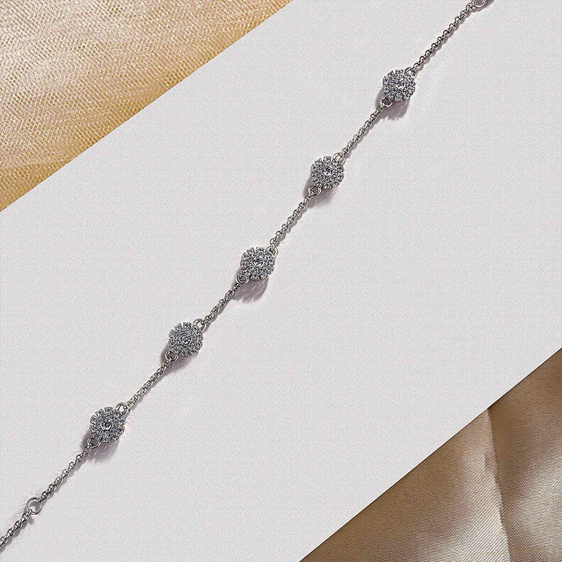 Classic Round-Cut Simulated Diamond Bracelet in White Gold