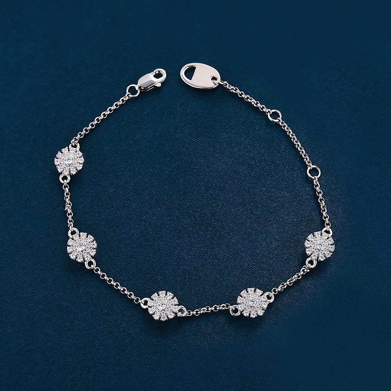 Classic Round-Cut Simulated Diamond Bracelet in White Gold