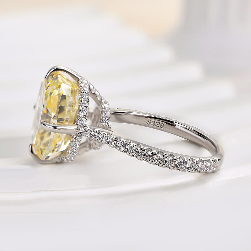 6ct Yellow Sapphire Cushion Cut Statement Ring