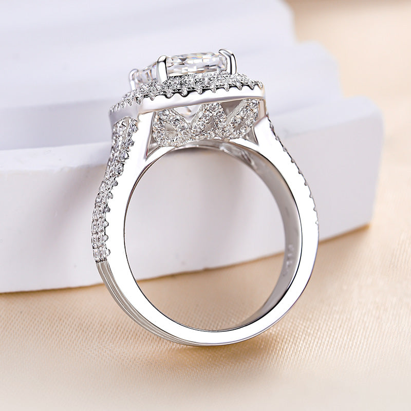 3.0ct Cushion Cut Simulated Diamond Engagement Ring in White Gold