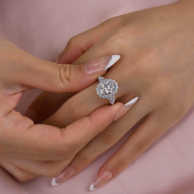 2.25 Carat Oval-Cut Simulated Diamond Halo Engagement Ring