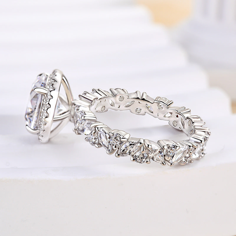 3 Carat Round Cut Halo Engagement Ring White Gold