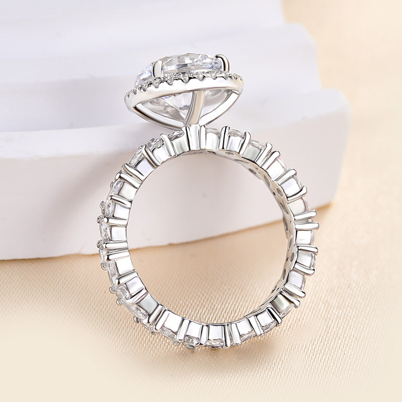 3 Carat Round Cut Halo Engagement Ring White Gold