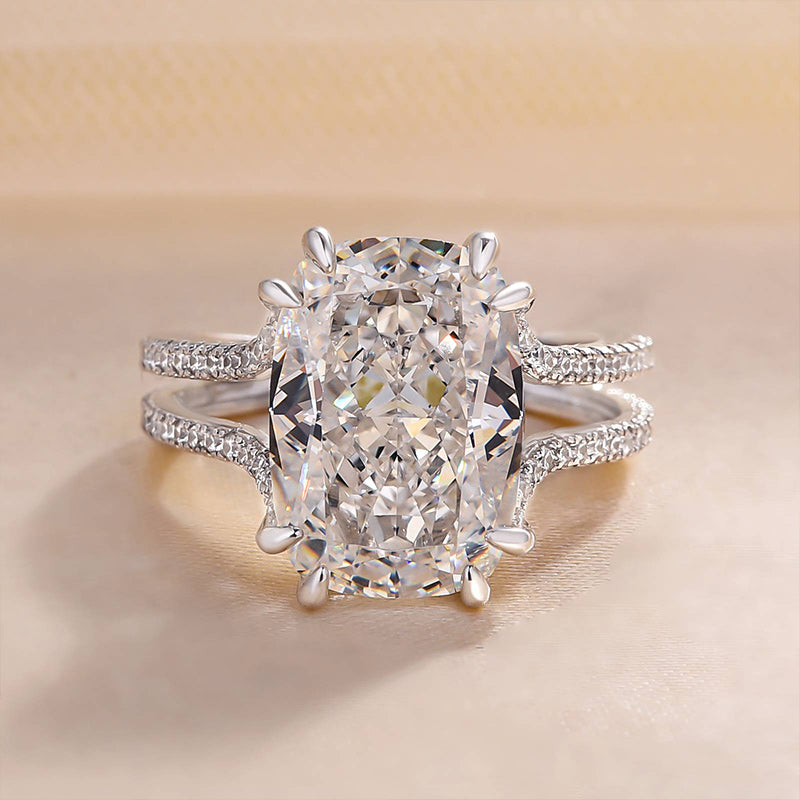 7.5Ct Cushion Cut Diamond Split Shank Ring