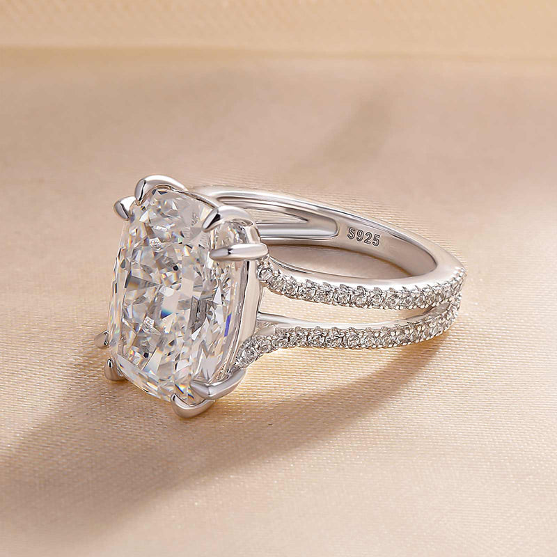 7.5Ct Cushion Cut Diamond Split Shank Ring