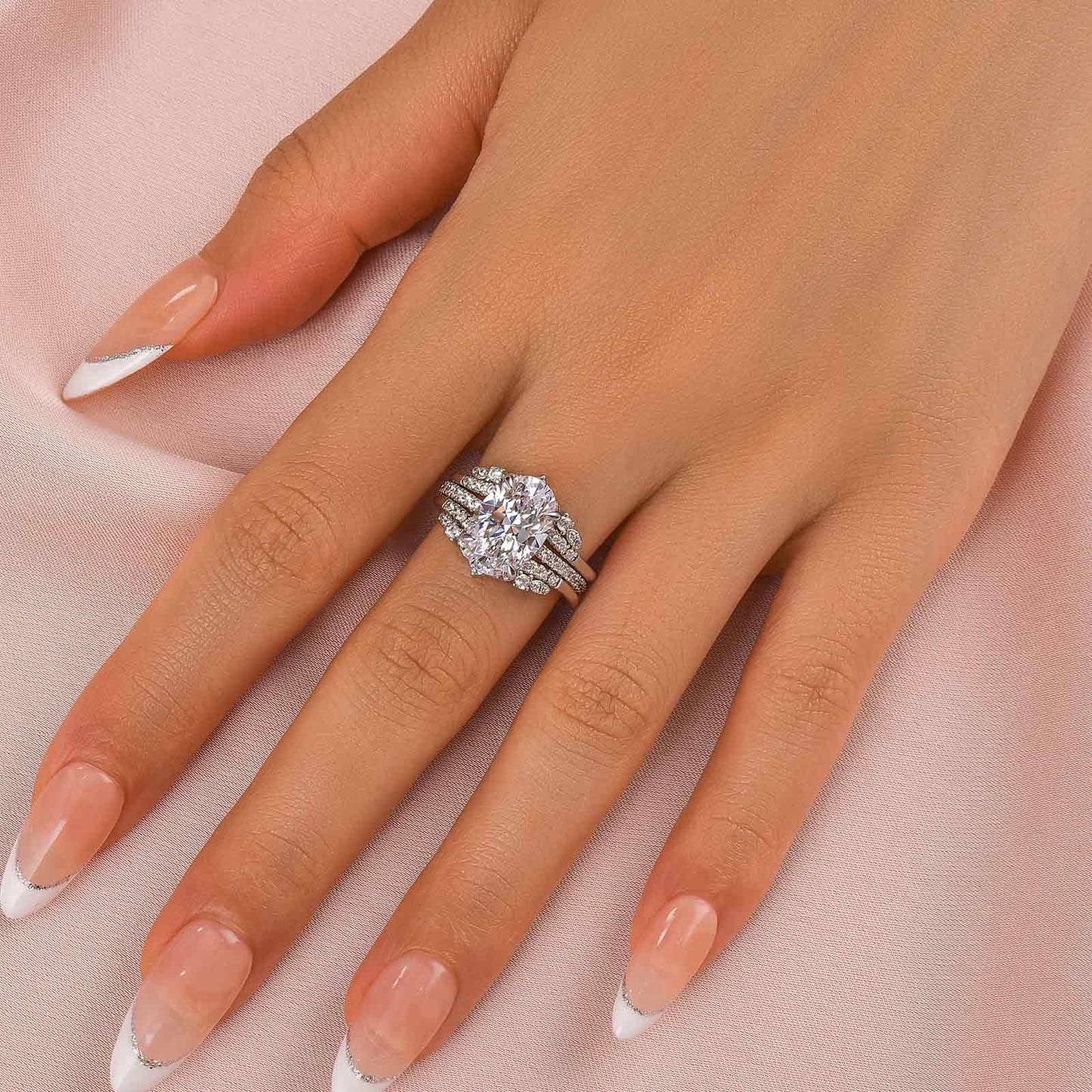 4.0Ct Oval Cut Diamond Interchangeable Wedding Set
