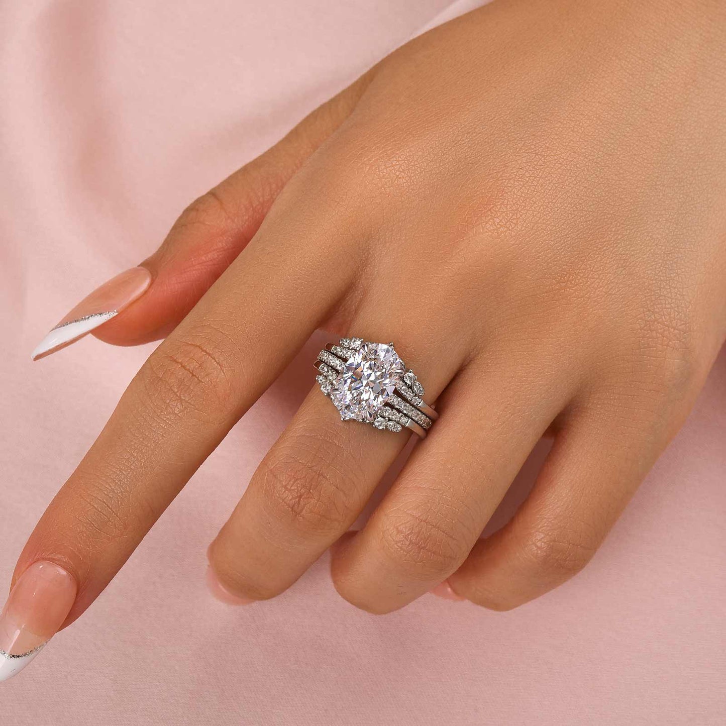 4.0Ct Oval Cut Diamond Interchangeable Wedding Set