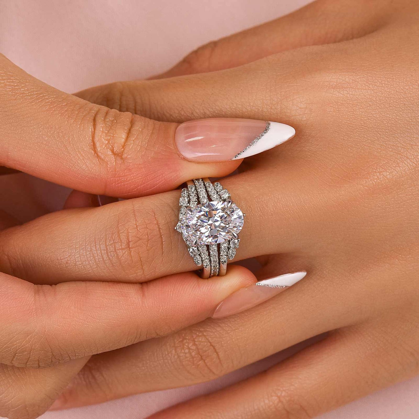 4.0Ct Oval Cut Diamond Interchangeable Wedding Set